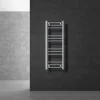 Elektrischer Badheizkörper mit Heizstab 300W 300x800 mm Chrome gerade Seitenanschluss & Thermostat Digitalanzeige LuxeBath