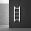 Elektrischer Badheizkörper mit Heizstab 300W 300x800 mm Weiß gerade Seitenanschluss & Thermostat Digitalanzeige LuxeBath