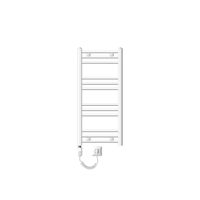 Elektrischer Badheizkörper mit Heizstab 300W 400x800 mm Weiß gebogen mit Seitenanschluss LuxeBath