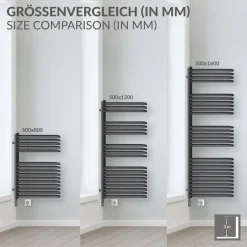 Elektrischer Badheizkörper mit Heizstab 300W 500x800 mm Anthrazit ML-Design