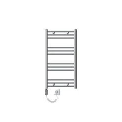 Elektrischer Badheizkörper mit Heizstab 300W 500x800 mm Chrome gerade Seitenanschluss & Thermostat Digitalanzeige LuxeBath