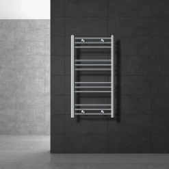 Elektrischer Badheizkörper mit Heizstab 600W 500x800 mm Chrom gerade Seitenanschluss & Thermostat LuxeBath