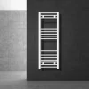 Elektrischer Badheizkörper mit Heizstab 900W 400x1200 mm Weiß gerade Seitenanschluss & Thermostat Digitalanzeige LuxeBath