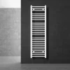 Elektrischer Badheizkörper mit Heizstab 900W 400x1500 mm Weiß gerade mit Seitenanschluss & Thermostat Digitalanzeige LuxeBath