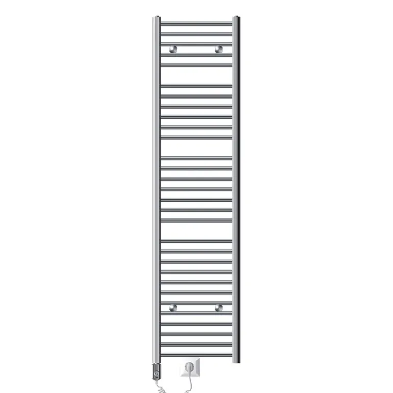 Elektrischer Badheizkörper mit Heizstab 900W 400x1800 mm Chromegebogen Seitenanschluss & Thermostat Digitalanzeige LuxeBath