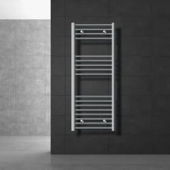 Elektrischer Badheizkörper mit Heizstab 900W 500x1200 mm Chrome gebogen Seitenanschluss & Thermostat LuxeBath