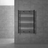 Elektrischer Badheizkörper mit Heizstab 300W 750x800 mm Anthrazit gerade Seitenanschluss & Thermostat Digitalanzeige LuxeBath
