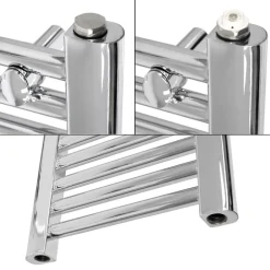 Elektrischer Badheizkörper mit Heizstab 600W 300x800 mm Chrome gerade Seitenanschluss & Thermostat Digitalanzeige LuxeBath