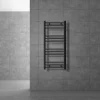 Elektrischer Badheizkörper mit Heizstab 600W 400x800 mm Anthrazit gebogen mit Seitenanschluss & Thermostat Digitalanzeige LuxeBath