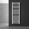 Elektrischer Badheizkörper mit Heizstab 900W 500x1500 mm Weiß gebogen mit Seitenanschluss & Thermostat Digitalanzeige LuxeBath