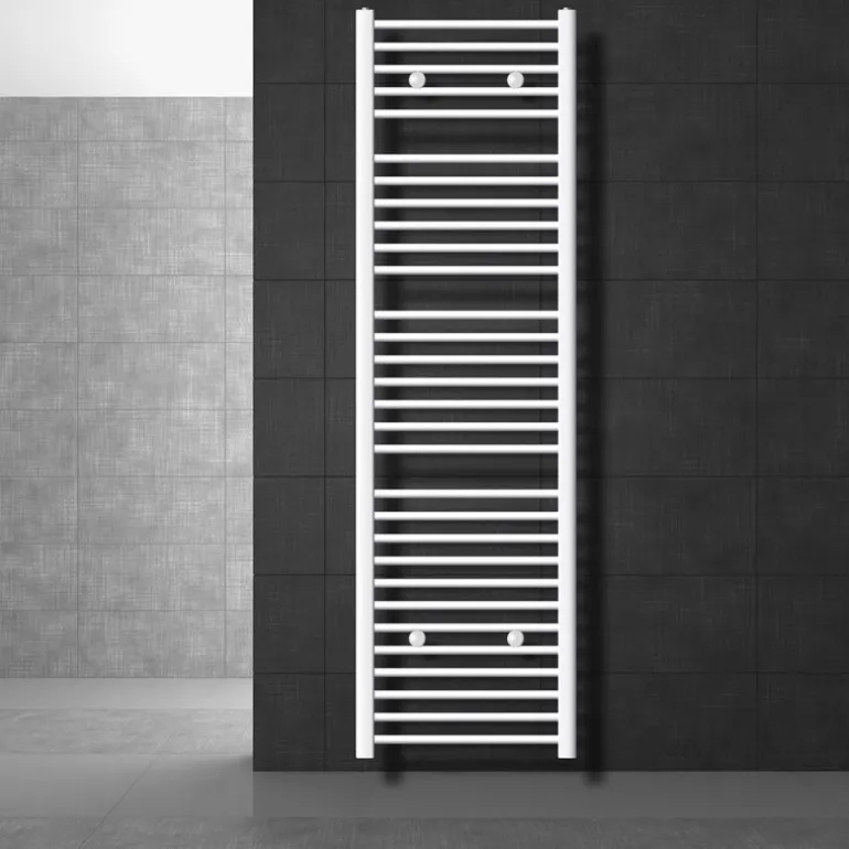 Elektrischer Badheizkörper mit Heizstab 900W 500x1800 mm Weiß gerade mit Seitenanschluss & Thermostat Digitalanzeige LuxeBath