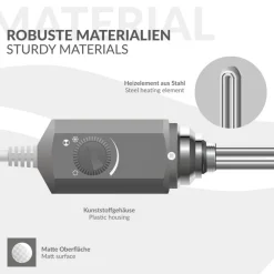 Elektrischer Badheizkörper mit Heizstab 900W 600x1500 mm Anthrazit gerade mit Seitenanschluss LuxeBath