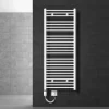 Elektrischer Badheizkörper mit Heizstab 900W 600x1500 mm Weiß gebogen mit Seitenanschluss LuxeBath