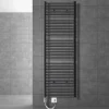 Elektrischer Badheizkörper mit Heizstab 900W 600x1800 mm Anthrazit gebogen mit Seitenanschluss LuxeBath