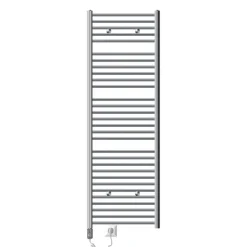 Elektrischer Badheizkörper mit Heizstab 900W 600x1800 mm Chrome gerade Seitenanschluss & Thermostat Digitalanzeige LuxeBath