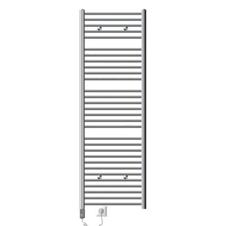 Elektrischer Badheizkörper mit Heizstab 900W 600x1800 mm Chrome gerade Seitenanschluss & Thermostat Digitalanzeige LuxeBath