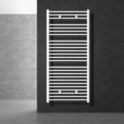 Elektrischer Badheizkörper mit Heizstab 900W 750x1500 mm Weiß gerade Seitenanschluss & Thermostat Digitalanzeige LuxeBath