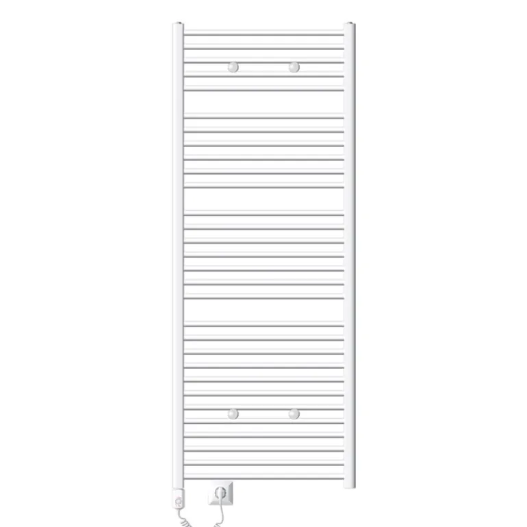 Elektrischer Badheizkörper mit Heizstab 900W 750x1800 mm Weiß gebogen mit Seitenanschluss LuxeBath