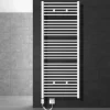 Elektrischer Badheizkörper mit Heizstab 900W 750x1800 mm Weiß gerade mit Seitenanschluss LuxeBath