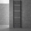 Elektrischer Badheizkörper mit Heizstab1200W 500x1800 mm Anthrazit gebogen mit Seitenanschluss & Thermostat Digitalanzeige LuxeBath