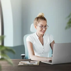 Ergonomischer Bürostuhl Blau Netzgewebe mit verstellbarer Kopfstütze und Rollen ML-Design