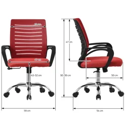 Ergonomischer Bürostuhl mit Armlehnen Netzgewebe Rot mit Rollen ML-Design