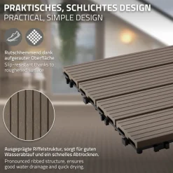 3er Pack WPC Bodenplatte 60x30 dunkelbraun