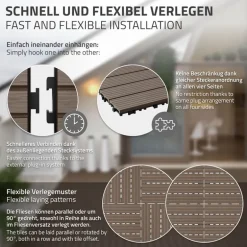3er Pack WPC Bodenplatte 60x30 dunkelbraun