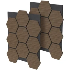 2er Set Akustikpaneele für 1m² Braun Wandpaneele Hexagon Schallabsorber Schalldämmung ML-Design