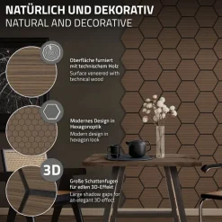 2er Set Akustikpaneele für 1m² Braun Wandpaneele Hexagon Schallabsorber Schalldämmung ML-Design