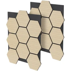 2er Set Akustikpaneele für 1m² Eiche Wandpaneele Hexagon Schalldämmung ML-Design