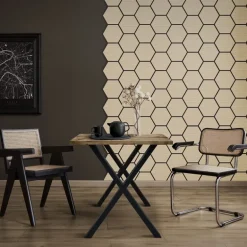 2er Set Akustikpaneele für 1m² Eiche Wandpaneele Hexagon Schalldämmung ML-Design