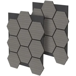 2er Set Akustikpaneele für 1m² Grau Wandpaneele Hexagon Schallabsorber Schalldämmung ML-Design