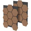2er Set Akustikpaneele für 1m² Teak Wandpaneele Hexagon Schallabsorber Schalldämmung ML-Design