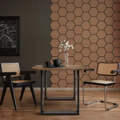 2er Set Akustikpaneele für 1m² Teak Wandpaneele Hexagon Schallabsorber Schalldämmung ML-Design