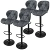 2er Set Barhocker 2x Anthrazit Kunstlederbezug mit Rückenlehne und Fußstütze höhenverstellbar 59-79cm ML-Design
