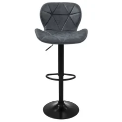 2er Set Barhocker 2x Anthrazit Kunstlederbezug mit Rückenlehne und Fußstütze höhenverstellbar 59-79cm ML-Design