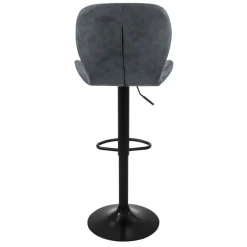 2er Set Barhocker 2x Anthrazit Kunstlederbezug mit Rückenlehne und Fußstütze höhenverstellbar 59-79cm ML-Design