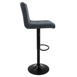 2er Set Barhocker 2x Anthrazit Kunstlederbezug mit Rückenlehne und Fußstütze höhenverstellbar 63-83cm ML-Design