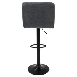 2er Set Barhocker 2x Anthrazit Kunstlederbezug mit Rückenlehne und Fußstütze höhenverstellbar 63-83cm ML-Design