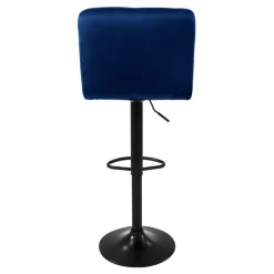 2er Set Barhocker 2x Blau Samtbezug mit Rückenlehne und Fußstütze höhenverstellbar 63-83cm ML-Design