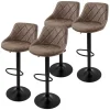 2er Set Barhocker 2x Braun Kunstlederbezug mit Rückenlehne und Fußstütze höhenverstellbar 62-82 cm ML-Design