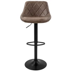 2er Set Barhocker 2x Braun Kunstlederbezug mit Rückenlehne und Fußstütze höhenverstellbar 62-82 cm ML-Design