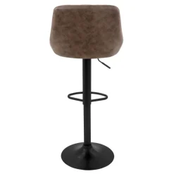 2er Set Barhocker 2x Braun Kunstlederbezug mit Rückenlehne und Fußstütze höhenverstellbar 62-82 cm ML-Design