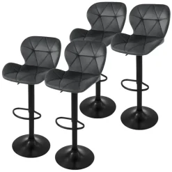 2er Set Barhocker 2x Grau Samtbezug mit Rückenlehne und Fußstütze höhenverstellbar 59-79cm ML-Design