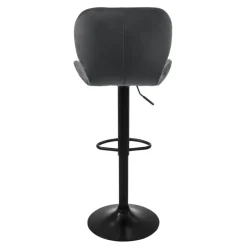 2er Set Barhocker 2x Grau Samtbezug mit Rückenlehne und Fußstütze höhenverstellbar 59-79cm ML-Design