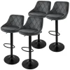 2er Set Barhocker 2x Grau Samtbezug mit Rückenlehne und Fußstütze höhenverstellbar 62-82cm ML-Design