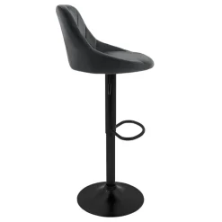 2er Set Barhocker 2x Grau Samtbezug mit Rückenlehne und Fußstütze höhenverstellbar 62-82cm ML-Design