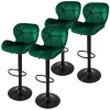 2er Set Barhocker 2x Grün Samtbezug mit Rückenlehne und Fußstütze höhenverstellbar 59-79cm ML-Design