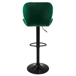 2er Set Barhocker 2x Grün Samtbezug mit Rückenlehne und Fußstütze höhenverstellbar 59-79cm ML-Design